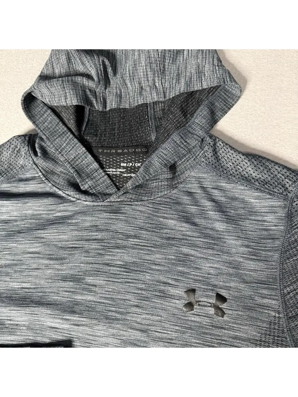 Under Armour Threadborne‎ HeatGear Hoodie Mens Small Blue Fitted Long Sleeve Top